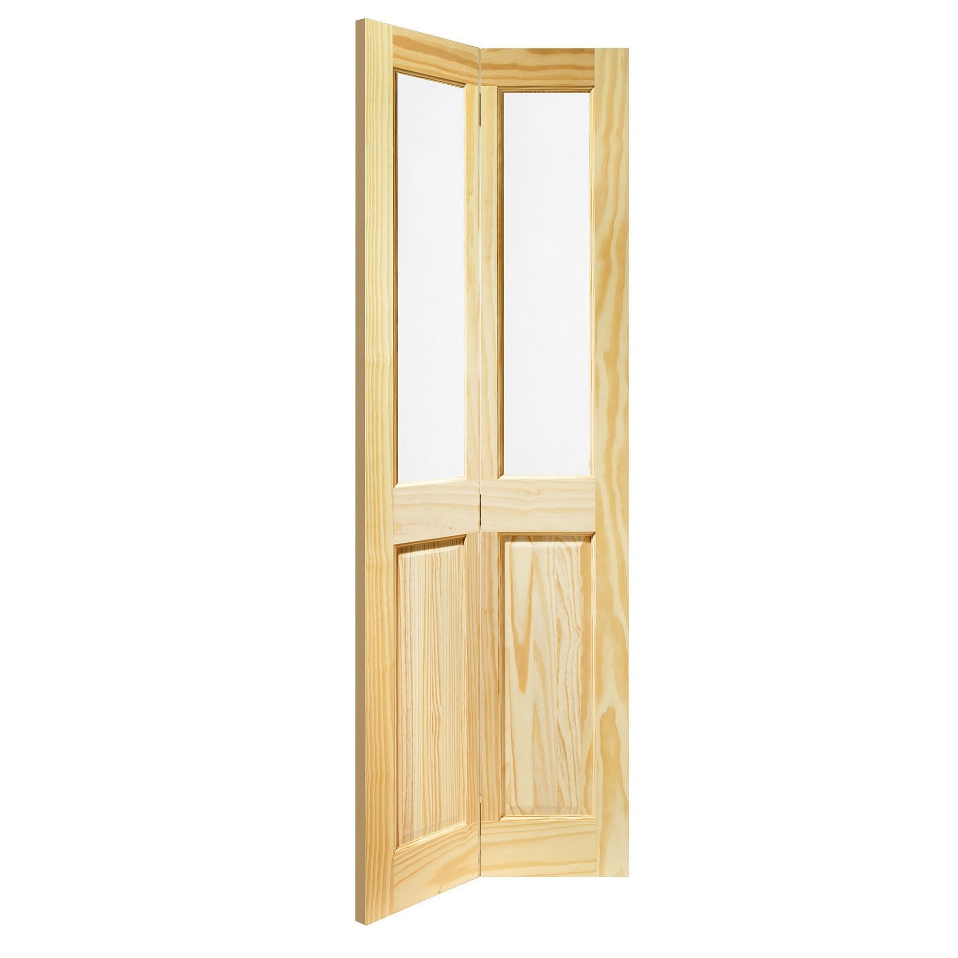 Clear Pine Internal Unfinished Malton 4 Panel 2 Light Clear Glass Bi-Fold Door (116648)