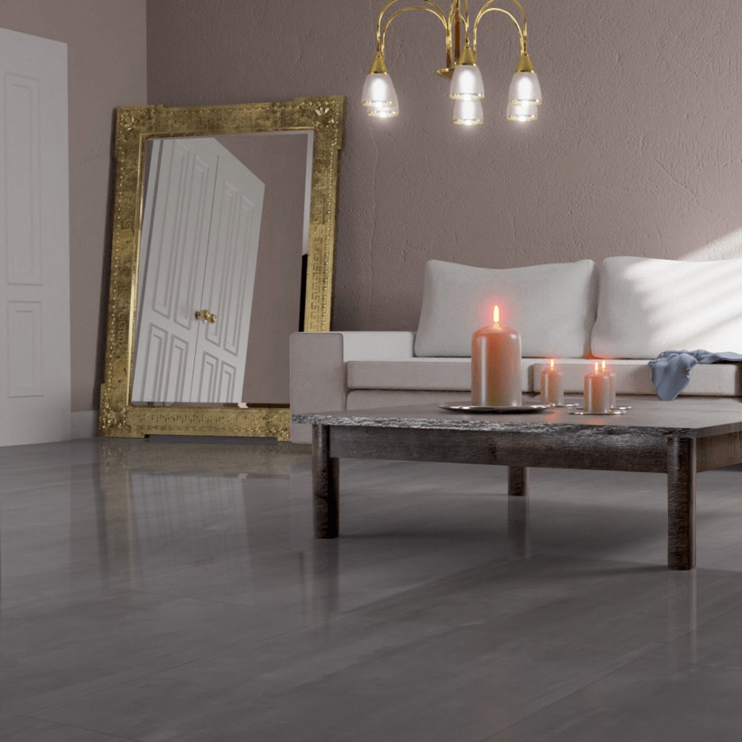 Chania Cinzento - Lustre Stone 8mm High Gloss Laminate Flooring (91934)