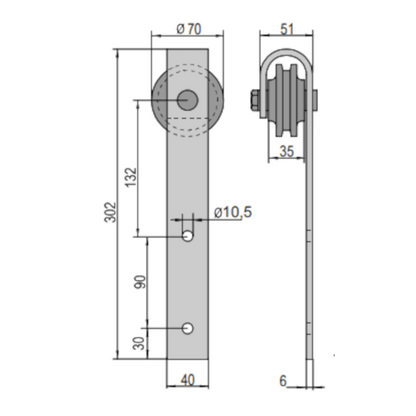 Matt Black 2m Single Face Mounted Sliding Door Track
