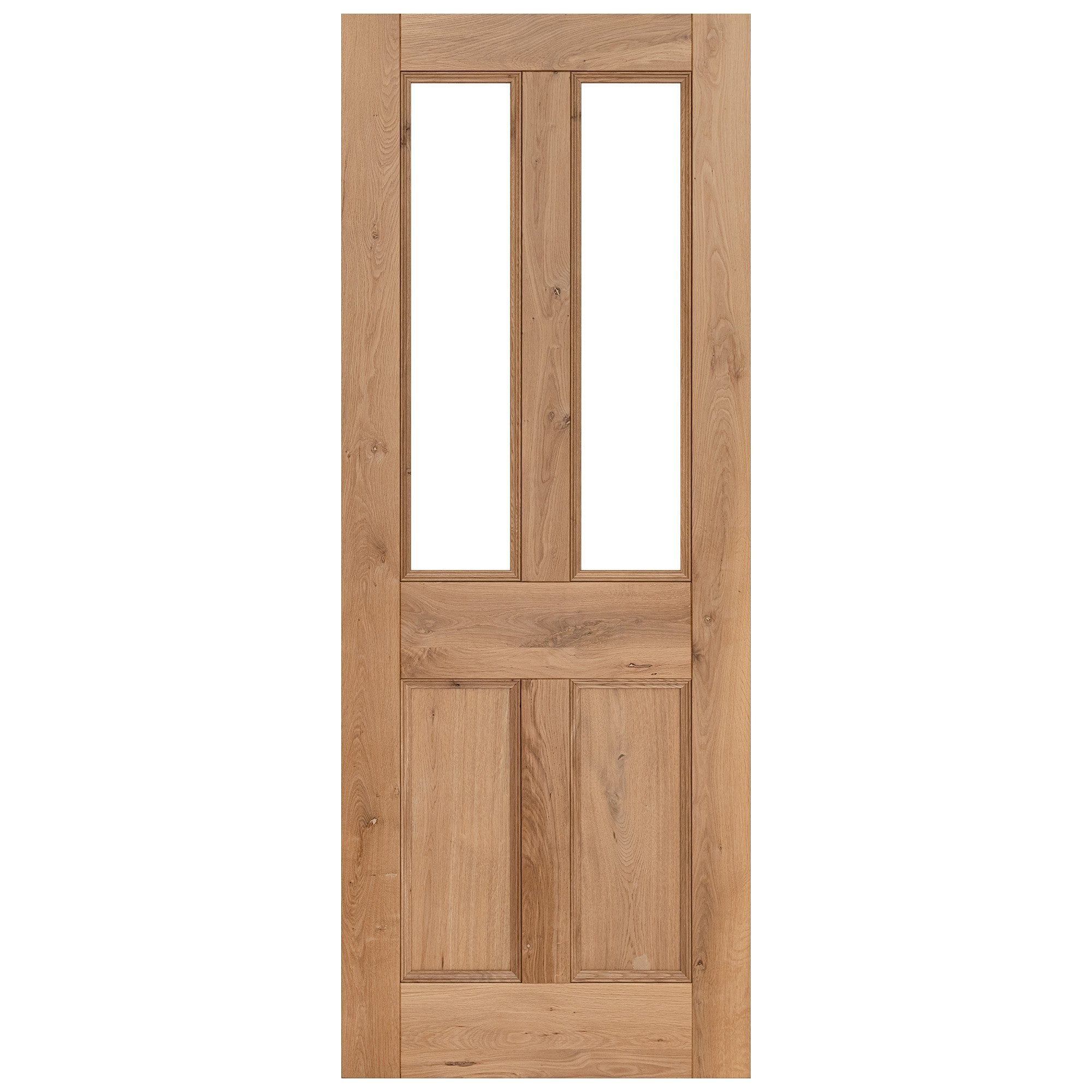 Liberty Doors Internal Fully Finished Rustic Oak Victorian 2 Light
