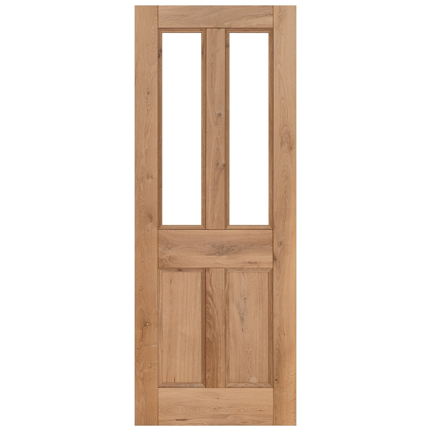 Internal Fully Finished Rustic Oak Victorian 2 Light Clear Glazed Door (118842)