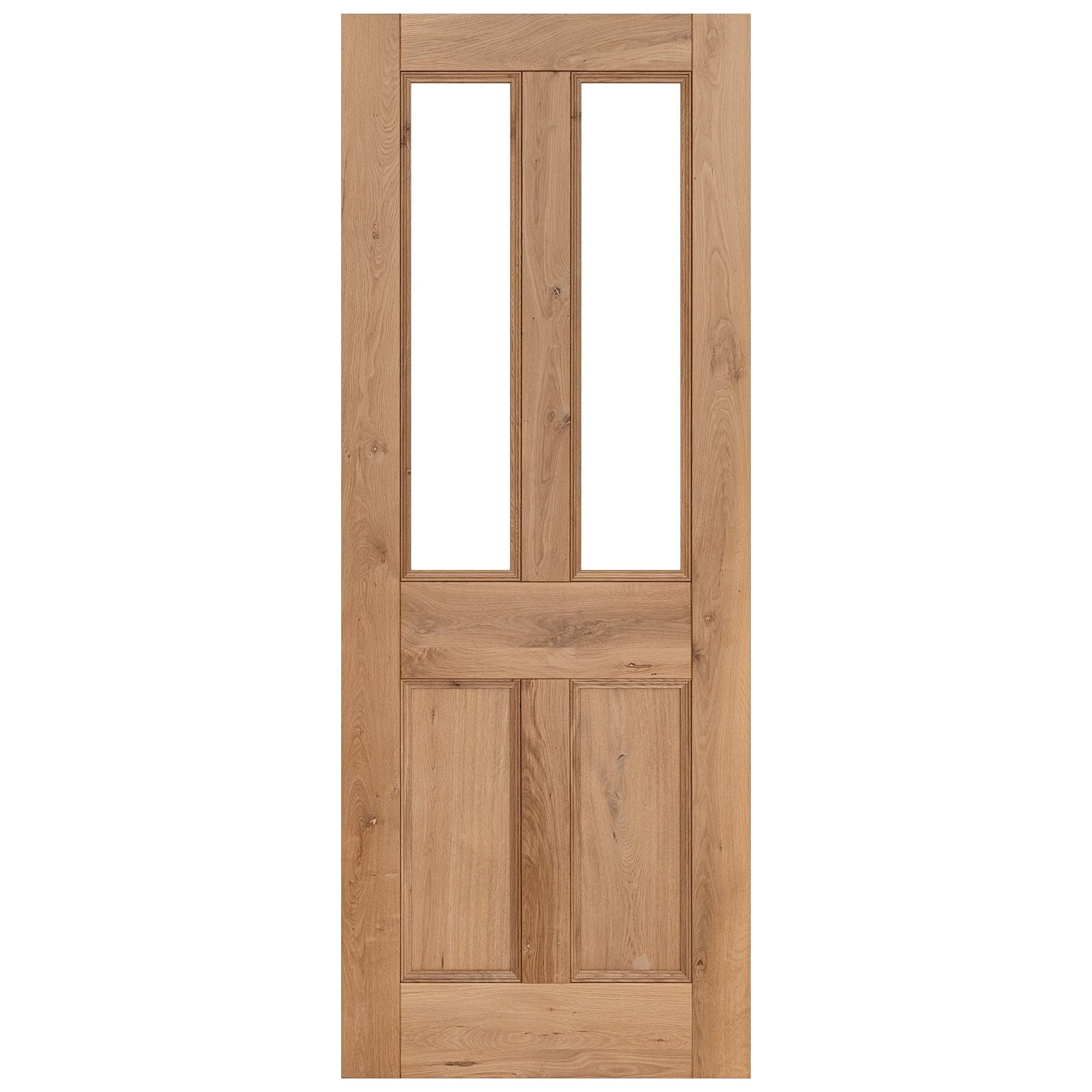 Internal Fully Finished Rustic Oak Victorian 2 Light Clear Glazed Door (118842)