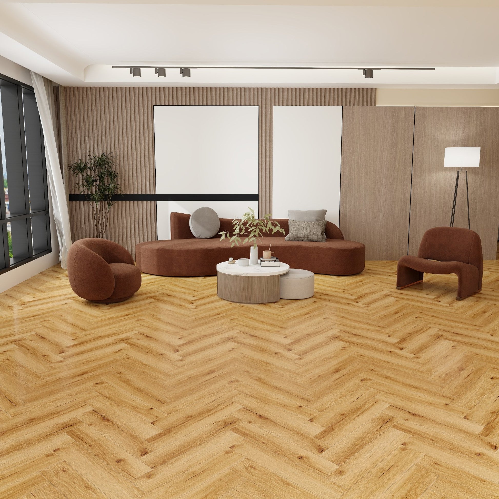 Liberty Floors | 5.5mm Herringbone Rustic Oak Engineered Sample - SKU-305105 - SPC-HB-002