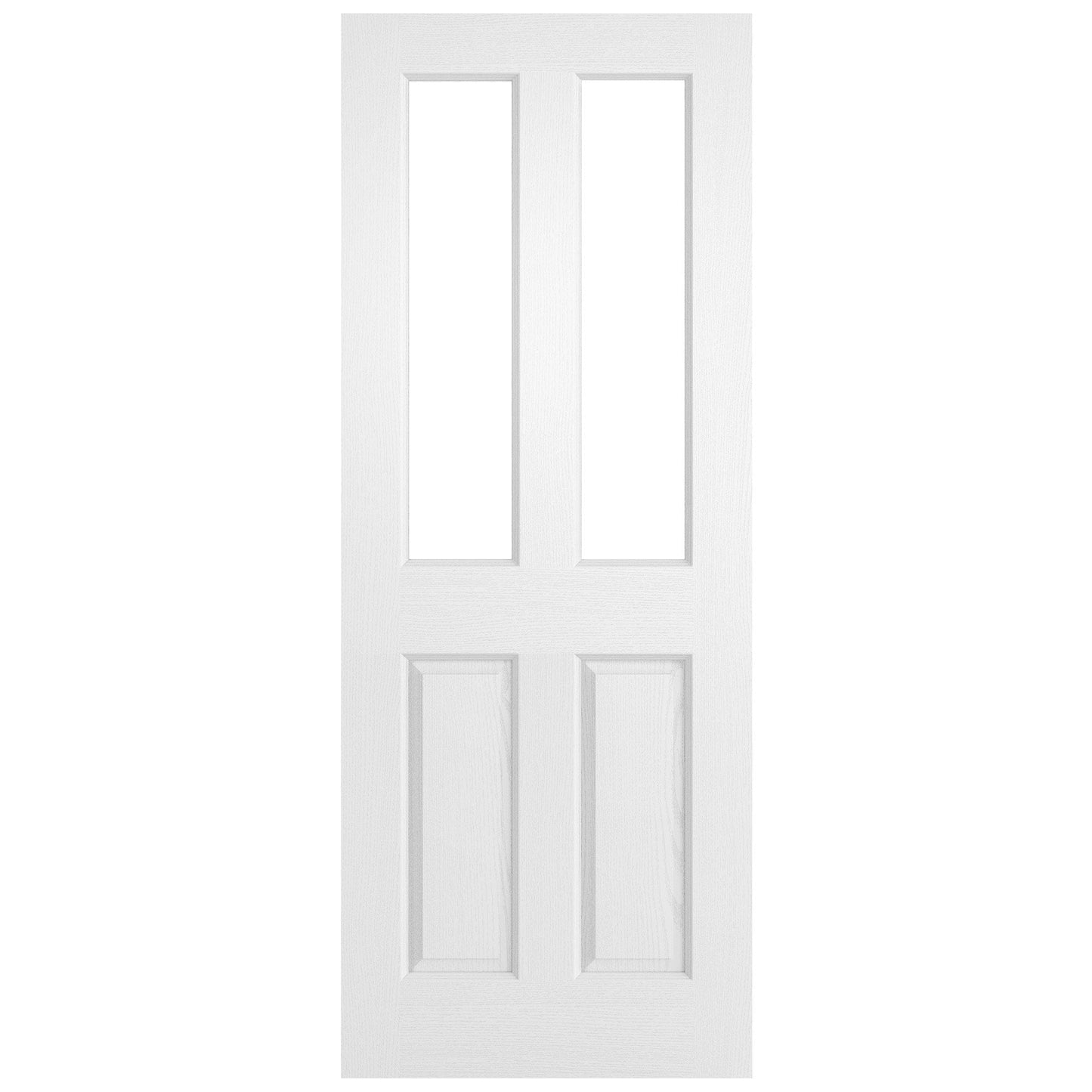 White Internal Primed Lifestyle Textured Square Top 2 Light Clear Glass Door (118973)
