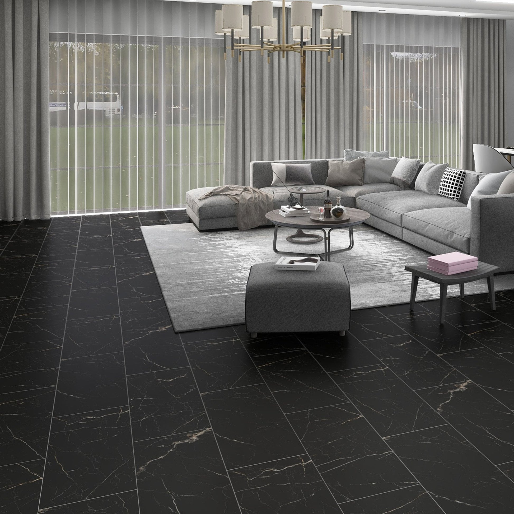 Black Marble - Lifestyle Plus Tile 5mm Luxury Rigid Core Vinyl Sample - SKU-314667 - SPC-LSPT-002