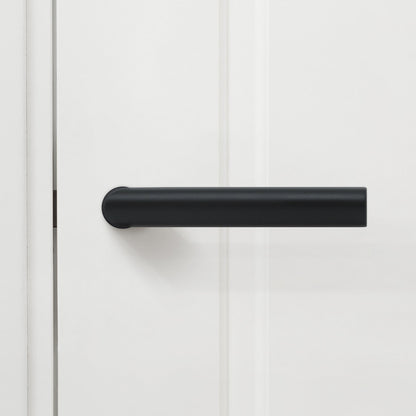 Studio Industrial Round Rose Lever Door Handle Set - Matt Black (307042)