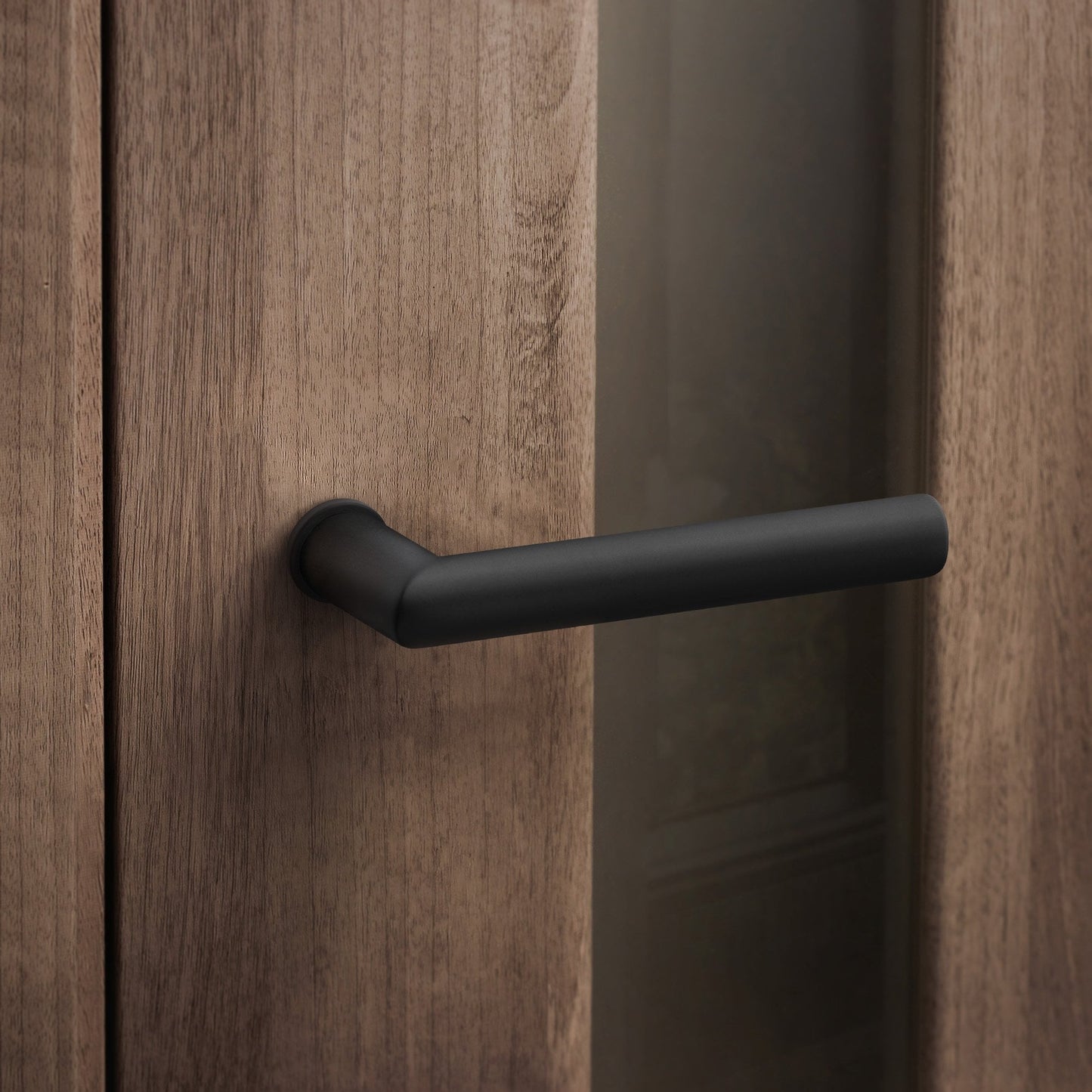 Studio Industrial Round Rose Lever Door Handle Set - Matt Black (307042)