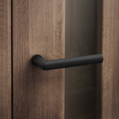 Studio Industrial Round Rose Lever Door Handle Set - Matt Black (307042)