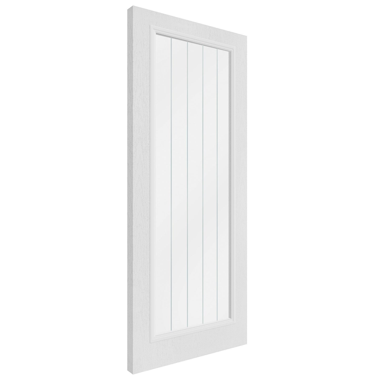 White Internal Textured Lifestyle Cottage Primed 1 Light Obscure Lined Clear Glass Door (119741)