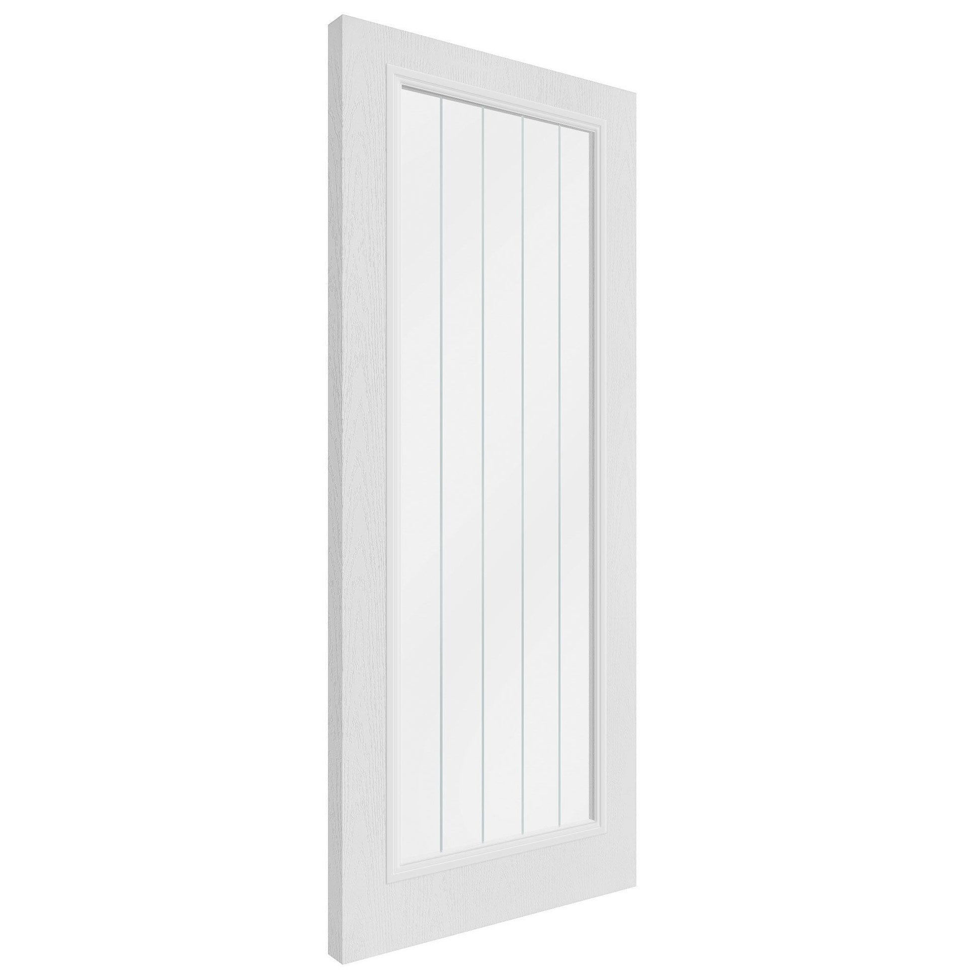 White Internal Textured Lifestyle Cottage Primed 1 Light Obscure Lined Clear Glass Door (119741)