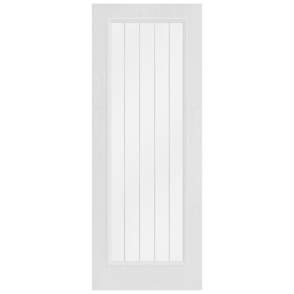 White Internal Textured Lifestyle Cottage Primed 1 Light Obscure Lined Clear Glass Door (119741)
