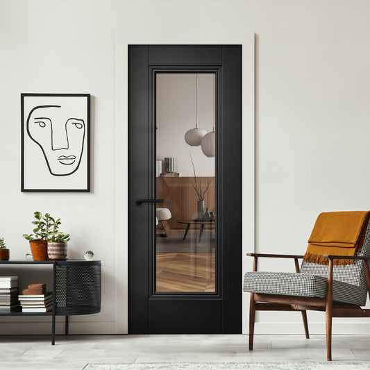 Black Internal Fully Finished Elegance Lancaster 1 Light Clear Glass Door (117829)