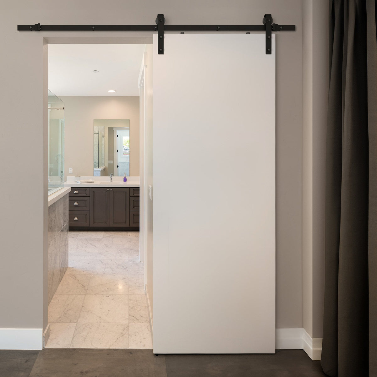 Matt Black 2m Rustic Face Mounted Sliding Barn Door Track