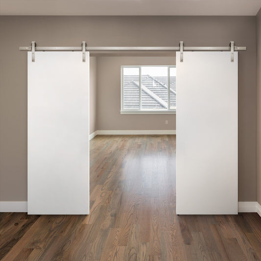 Satin Nickel 3m Face Mounted Sliding Barn Pair Door Track (119282)