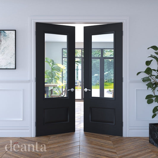 B-Grade Black Internal Fully Finished Sandringham 1 Light Bevelled Glass Door (120263)