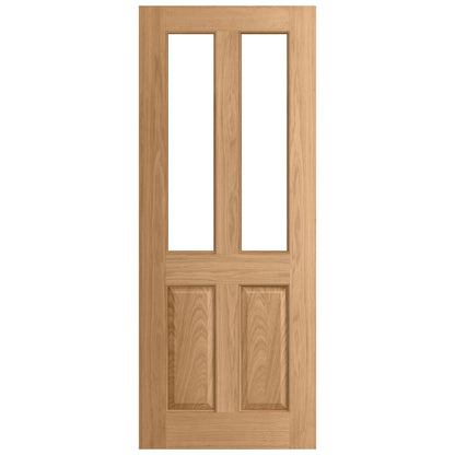 Oak External Unfinished 4 Panel 2 Light Clear Glass Door (EXTOAK4PCG)