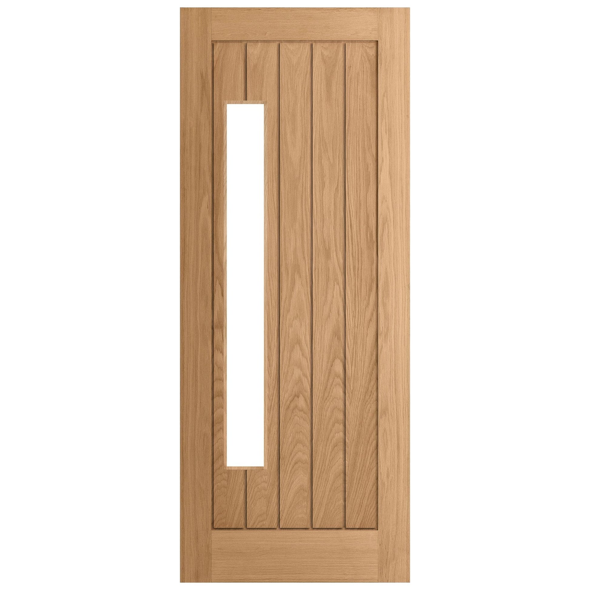 Oak External Unfinished Farley 1 Light Obscure Double Offset Glass Door (EXTOAKFAR1LOFF)