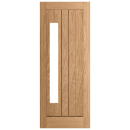 Oak External Unfinished Farley 1 Light Obscure Double Offset Glass Door (EXTOAKFAR1LOFF)