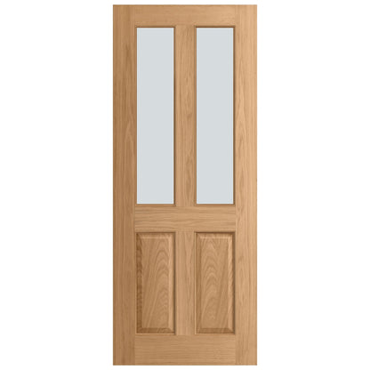 Oak External Unfinished 4 Panel 2 Light Obscure Glass Door (EXTOAK4POBS)