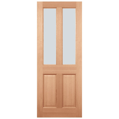 Hardwood External Unfinished 4 Panel 2 Light Obscure Glass Door (EXTHW4POBS)