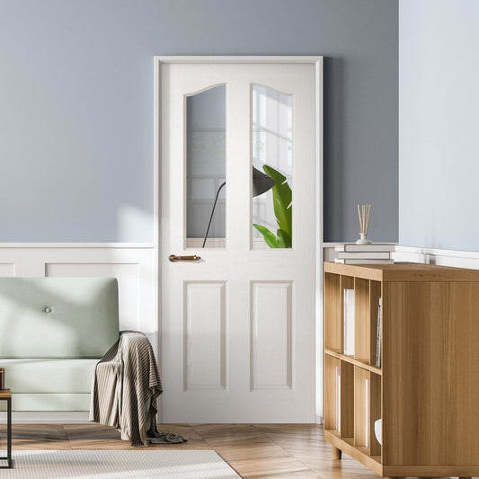White Internal Primed Moulded Lifestyle 2 Light Clear Glass Door (119108)