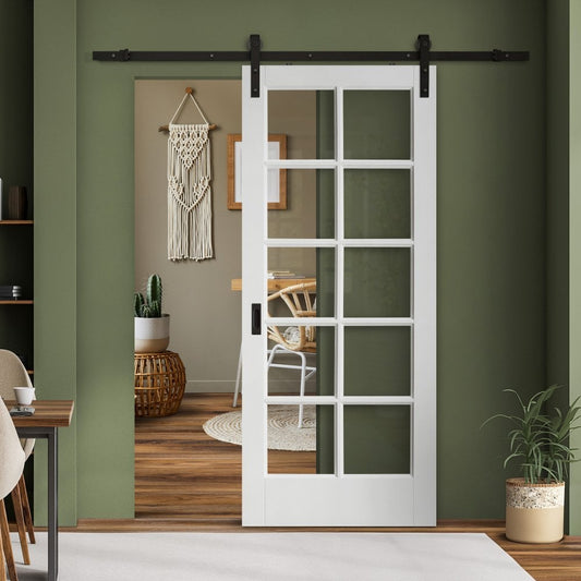 White Internal Primed SA 10 Light Clear Glass Sliding Door - Black Face Mounted (120411)