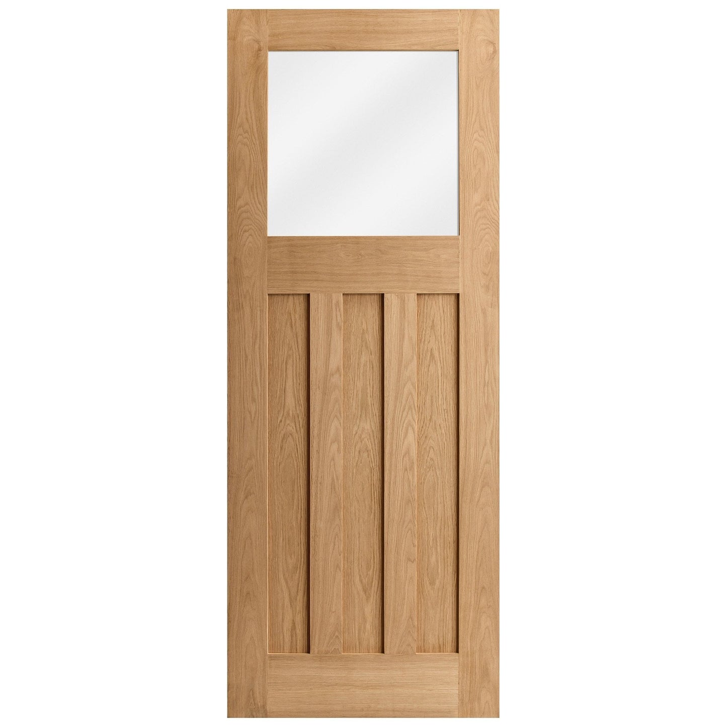 Oak Internal Unfinished 1930's DX 3 Panel 1 Light Clear Glass Made-to-Measure Door (120455)