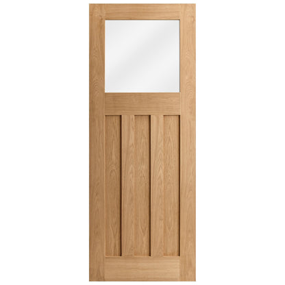 Oak Internal Unfinished 1930's DX 3 Panel 1 Light Clear Glass Made-to-Measure Door (120455)