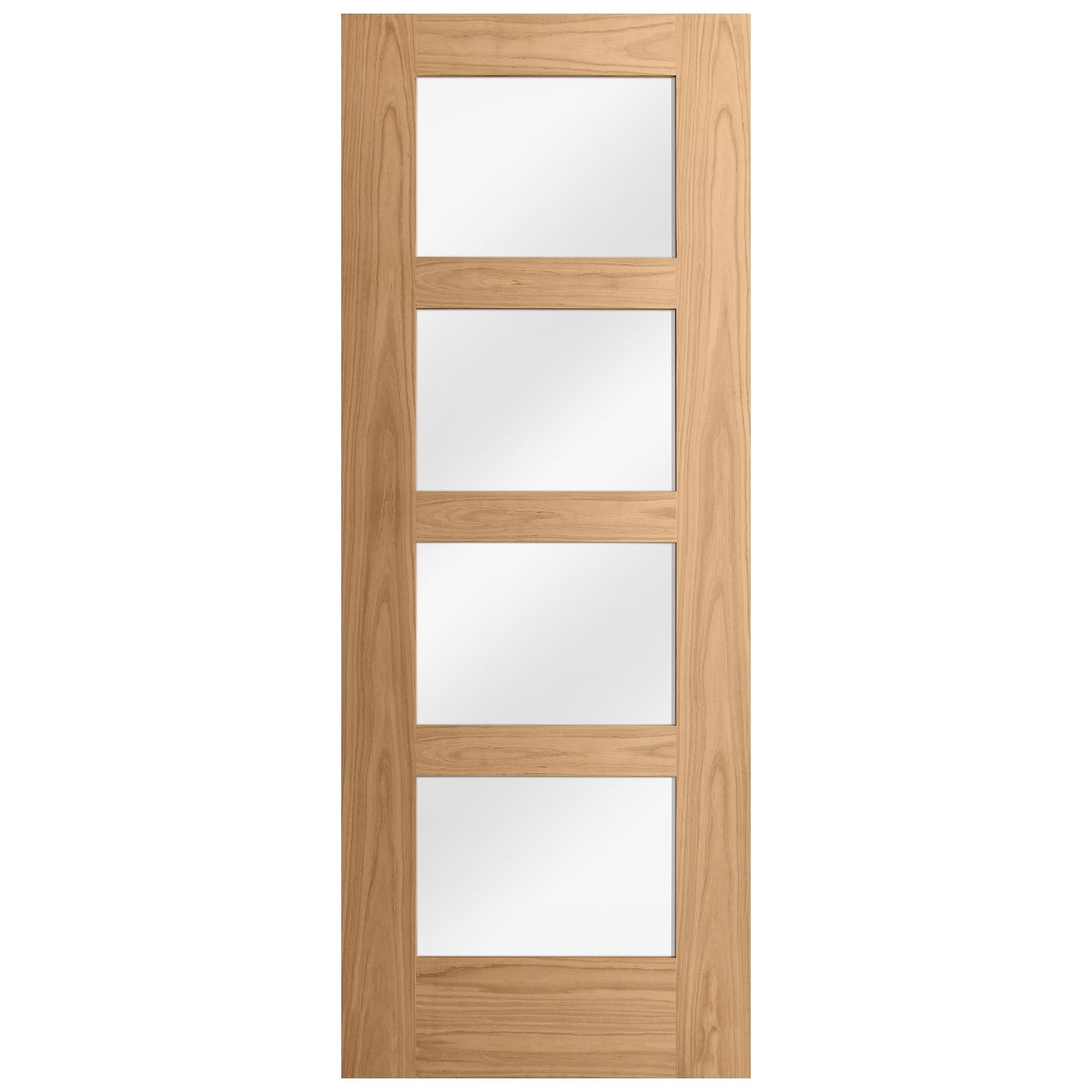 Oak Internal Unfinished Shaker 4 Light Clear Glass Made-to-Measure Door (120467)