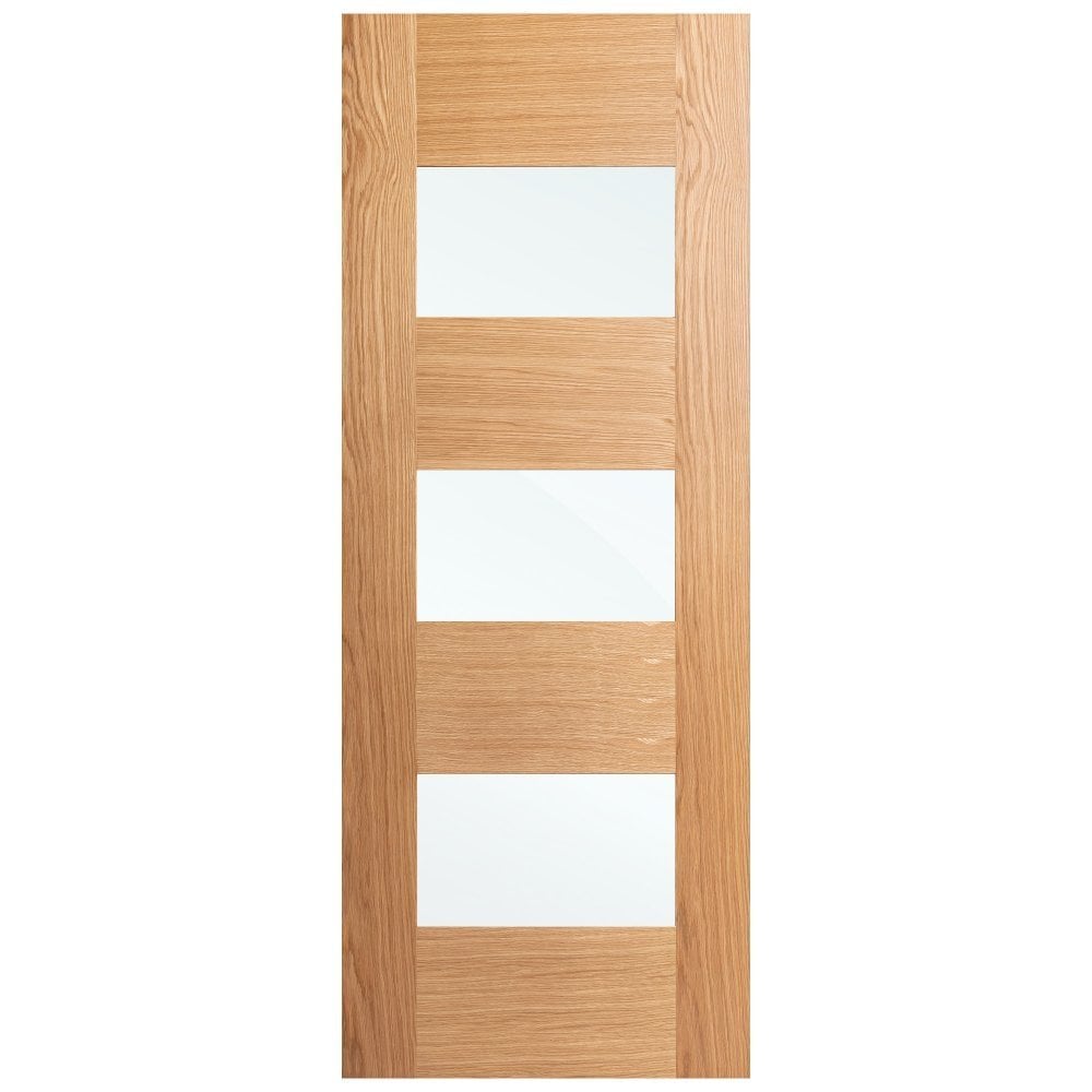 Oak Internal Fully Finished Edison 7 Panel 3 Light Clear Glass Made-to-Measure Door (120478)