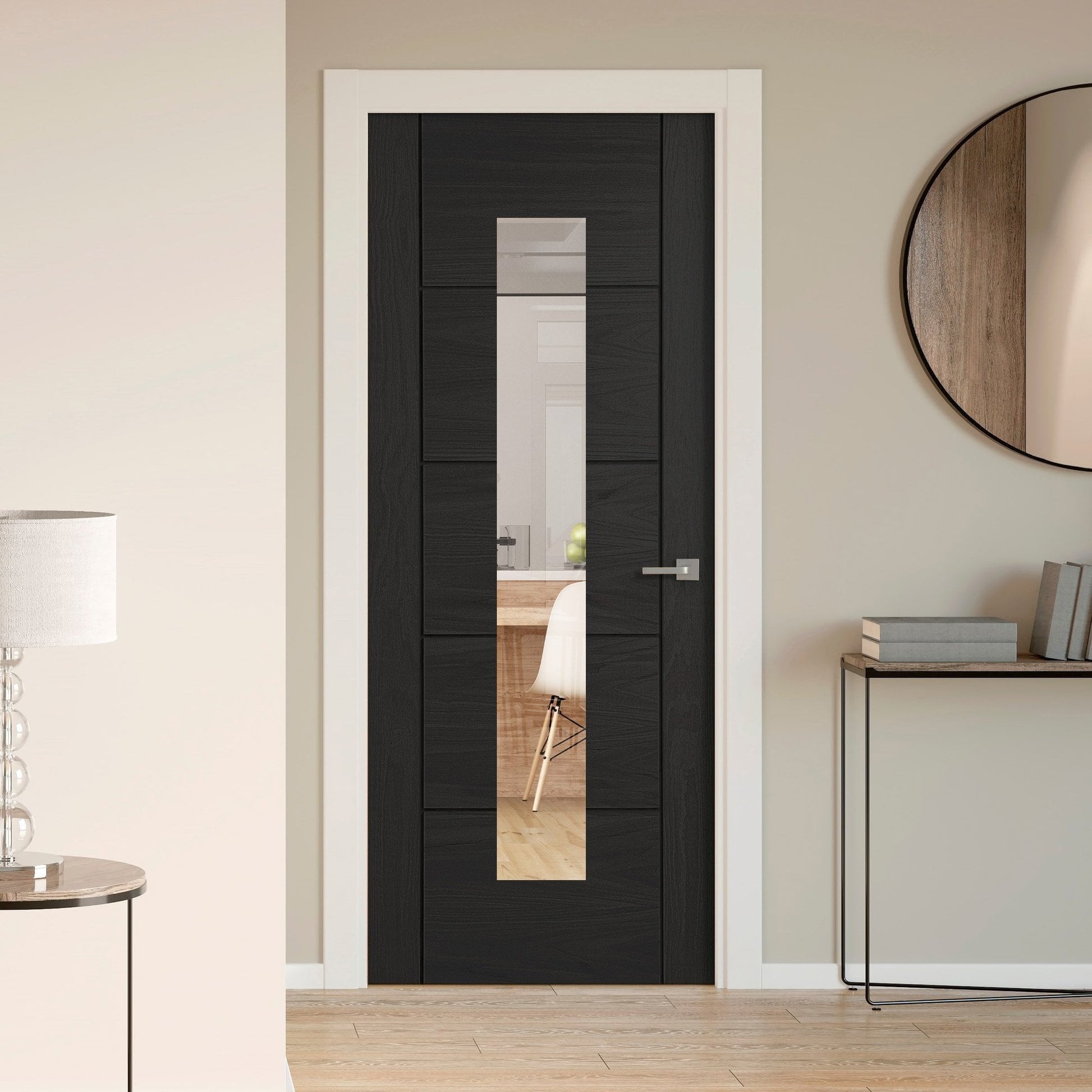 Black Internal Fully Finished Oak Parma 1 Light Clear Glass Made-to-Measure Door (120490)
