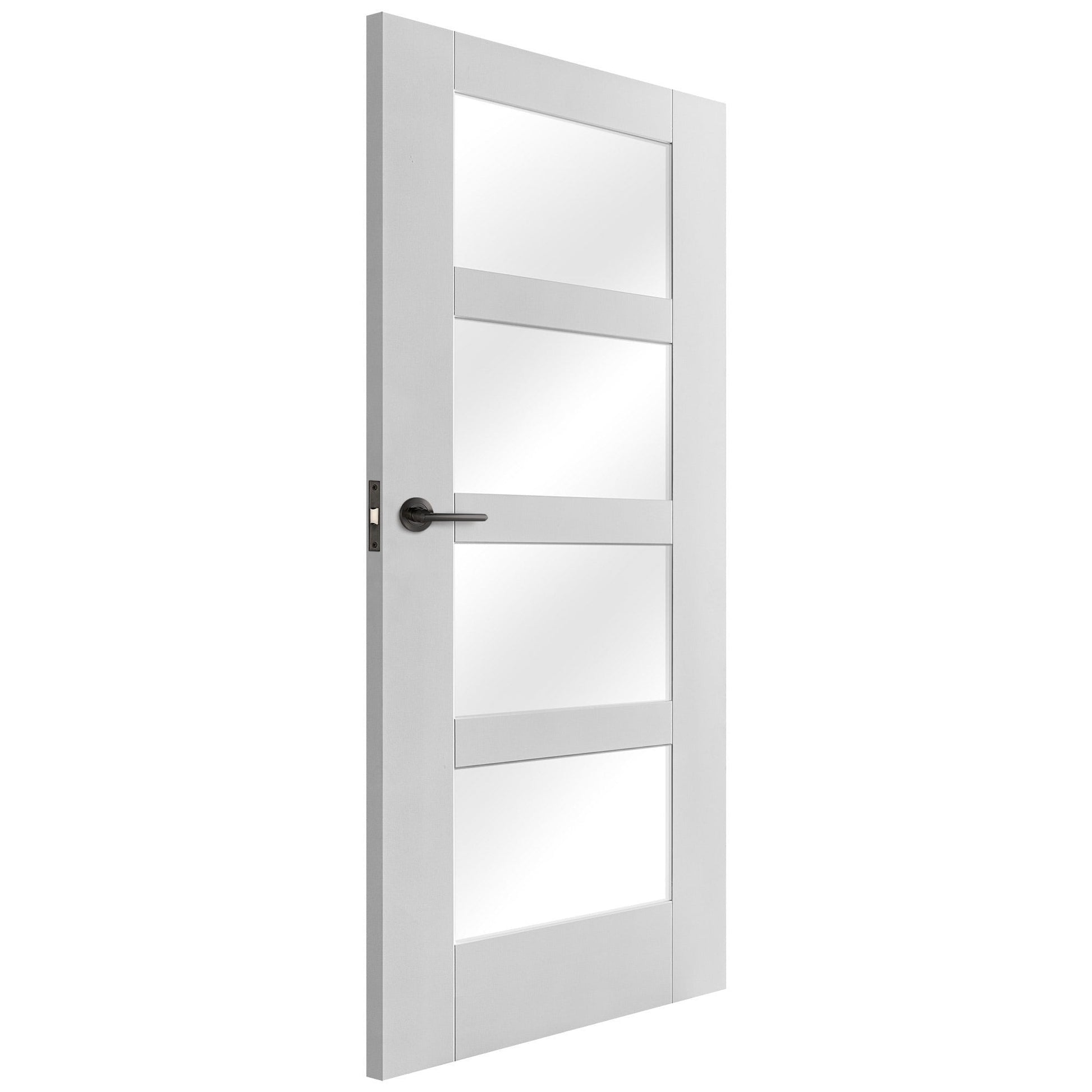 White Internal Primed Shaker 4 Light Clear Glass Made-to-Measure Door (120522)