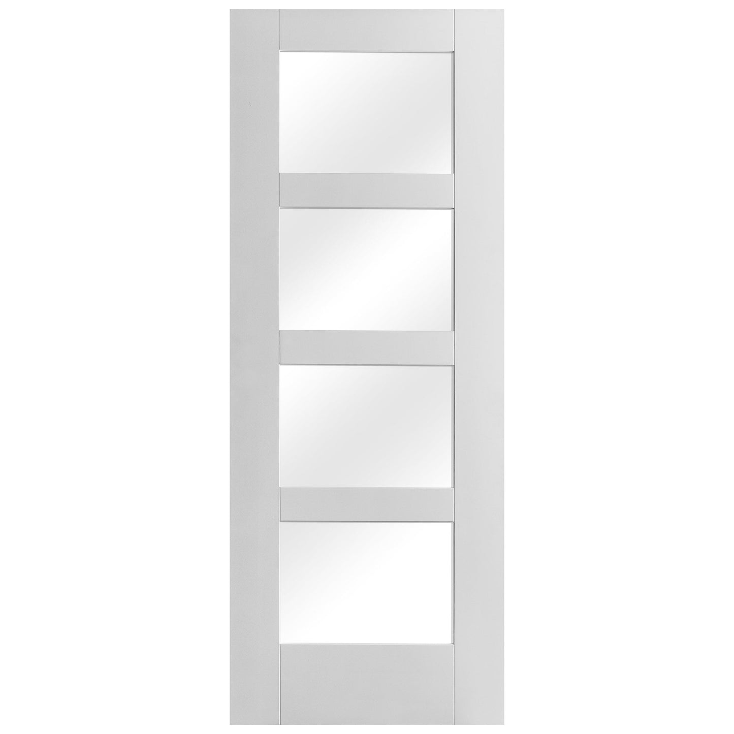 White Internal Primed Shaker 4 Light Clear Glass Made-to-Measure Door (120522)