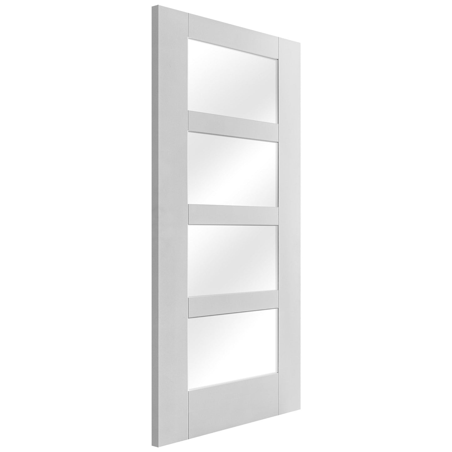 White Internal Primed Shaker 4 Light Clear Glass Made-to-Measure Door (120522)