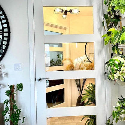 White Internal Primed Shaker 4 Light Clear Glass Made-to-Measure Door (120522)