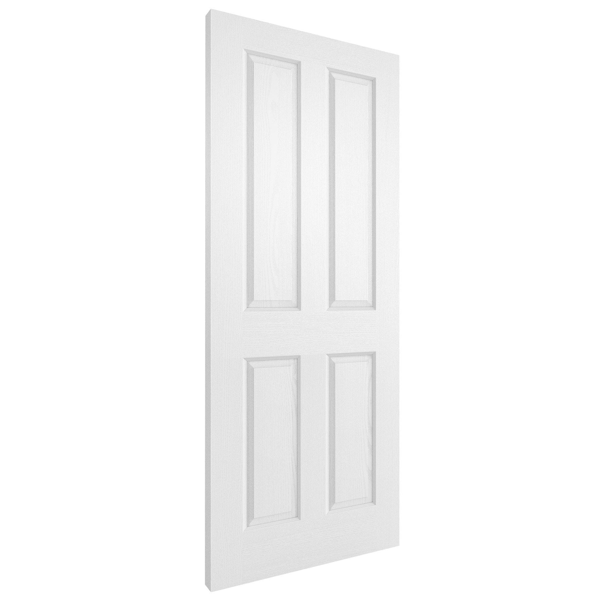 White Internal Primed Lifestyle Textured 4 Panel Square Top FD30 Fire Door (120592)