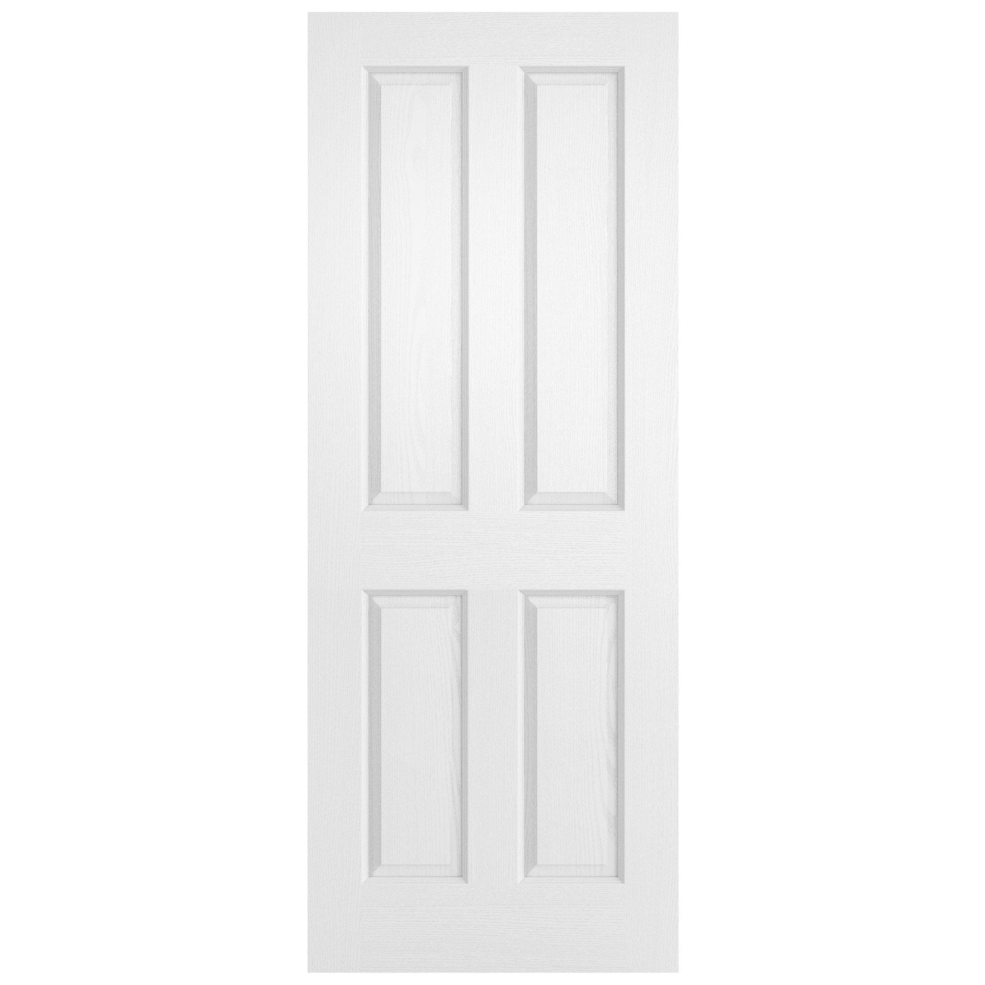 White Internal Primed Lifestyle Textured 4 Panel Square Top FD30 Fire Door (120592)