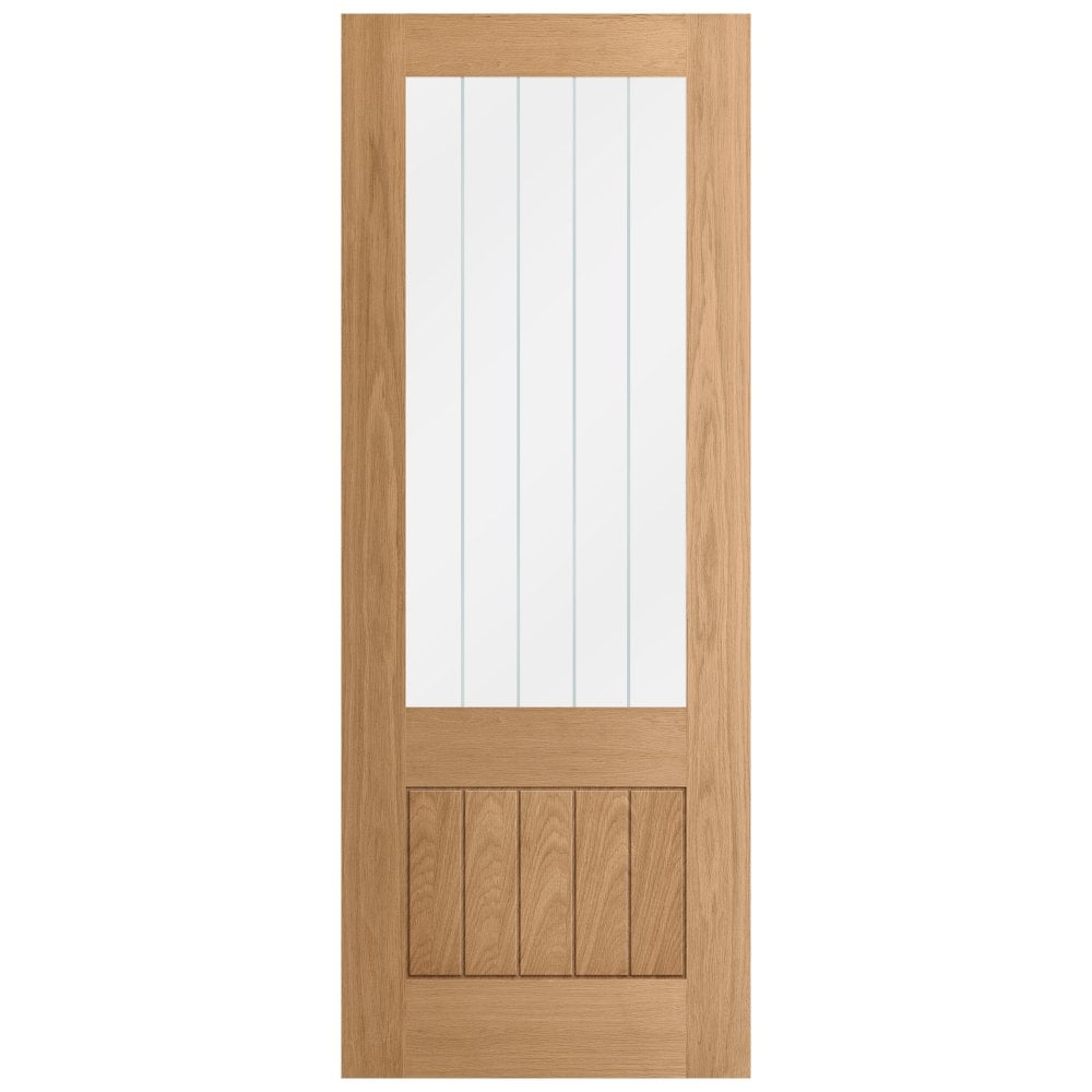 Oak Internal Unfinished Farley 1 Panel 1 Light Obscure Lined Clear Glass Made-to-Measure Door (120460)