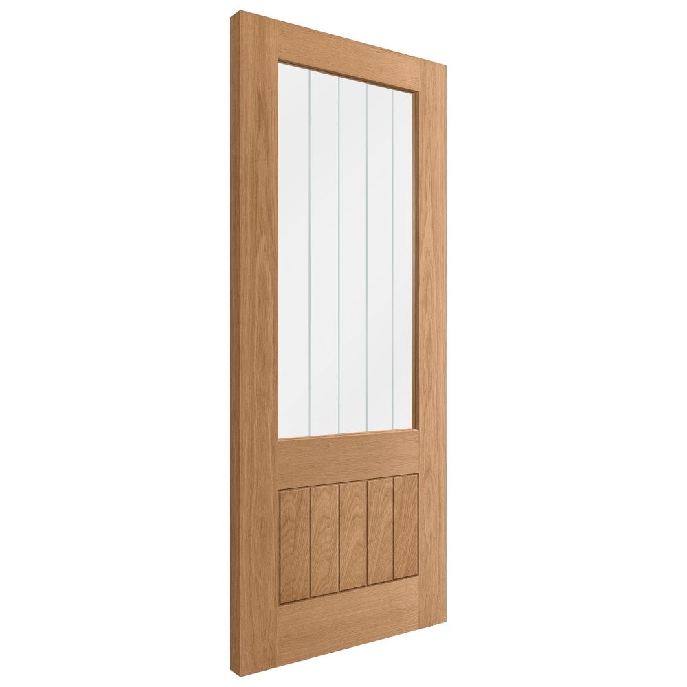 Oak Internal Unfinished Farley 1 Panel 1 Light Obscure Lined Clear Glass Door (105878)