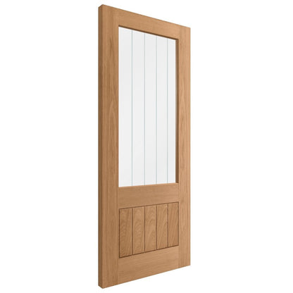 Oak Internal Unfinished Farley 1 Panel 1 Light Obscure Lined Clear Glass Door (105878)