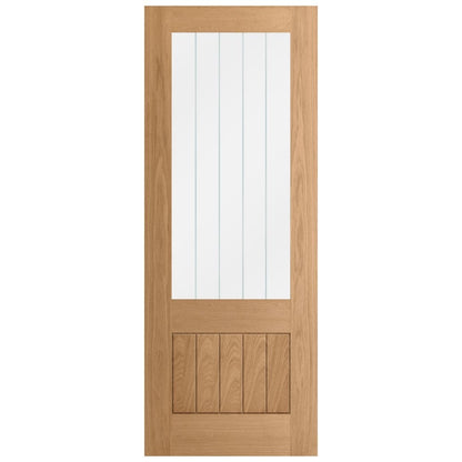 Oak Internal Unfinished Farley 1 Panel 1 Light Obscure Lined Clear Glass Door (105878)