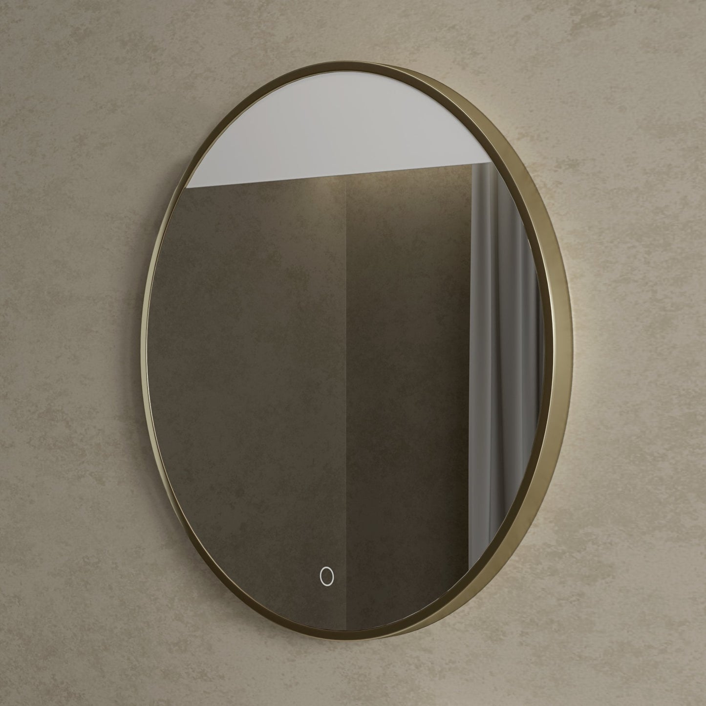 Tyros Round Mirror with Light Brushed Gold 800mm