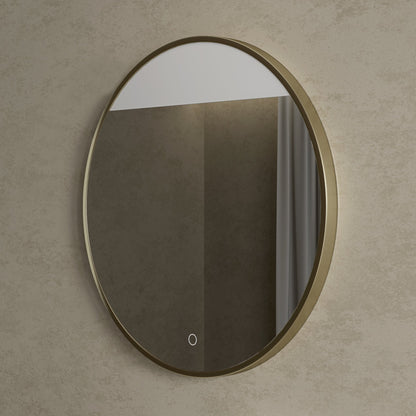 Tyros Round Mirror with Light Brushed Gold 800mm