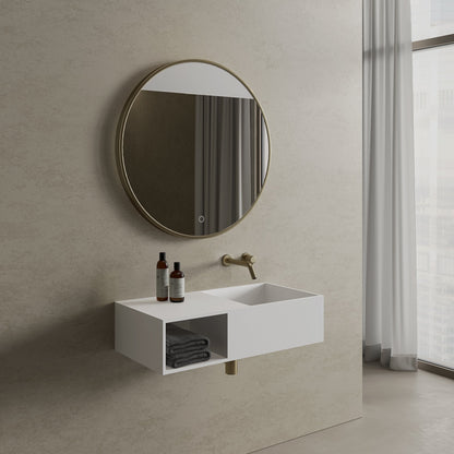 Tyros Round Mirror with Light Brushed Gold 800mm