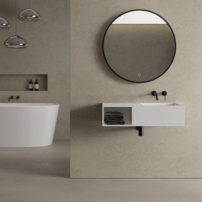 Tyros Round Mirror with Light Matt Black 800mm
