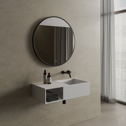 Tyros Round Mirror with Light Matt Black 800mm