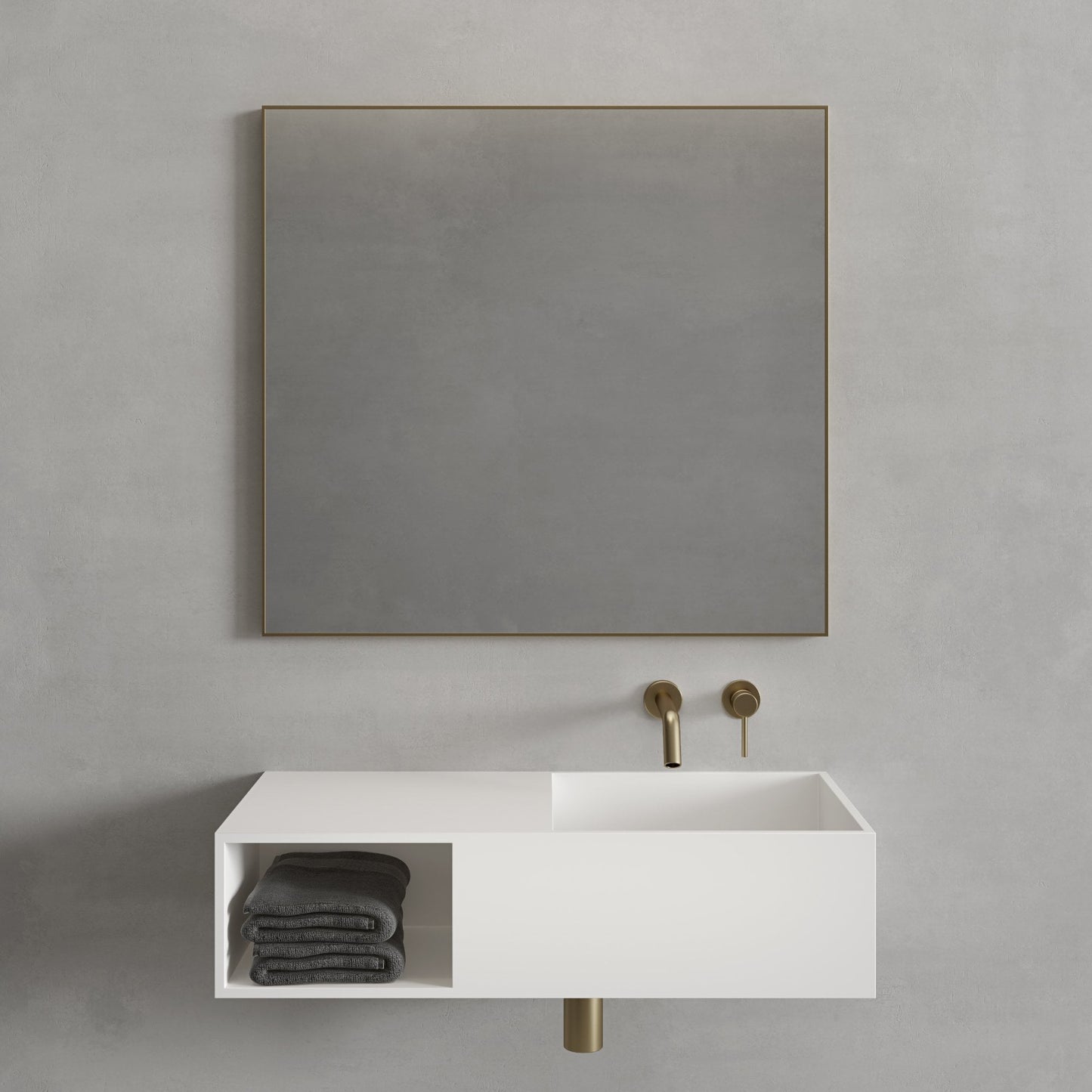 Tyros Brushed Gold Mirror 800mm