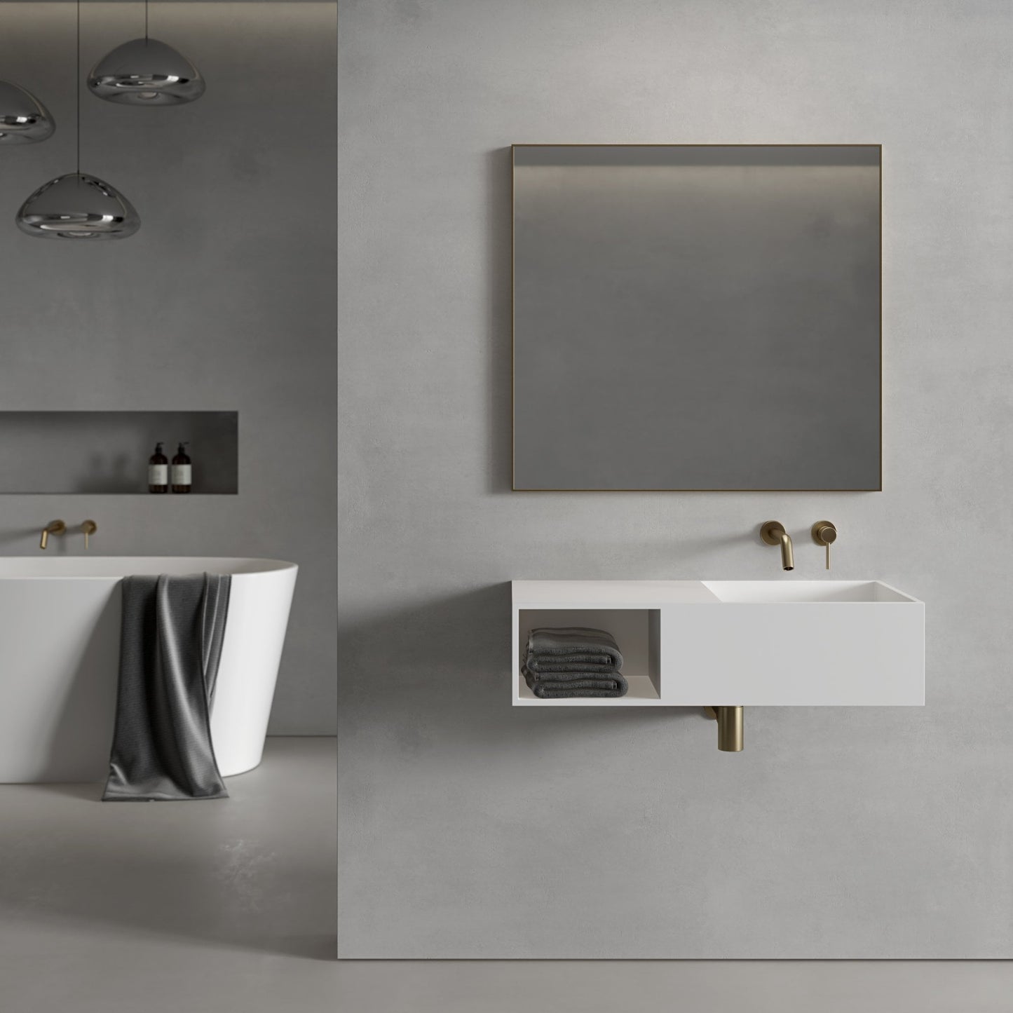 Tyros Brushed Gold Mirror 800mm