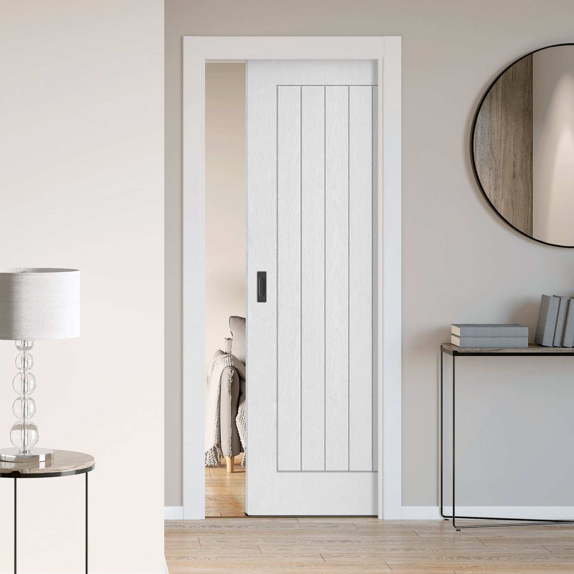 Internal White Moulded Farley FD30 Classic Framed Fire Resistant Pocket Door Set (120824)