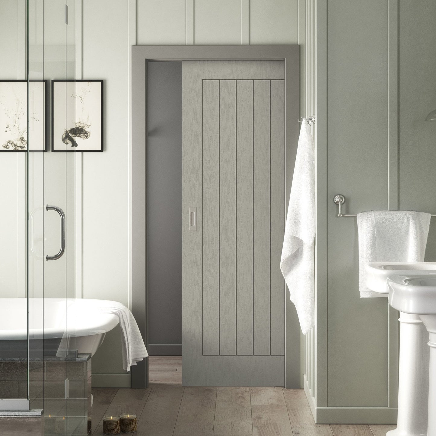Internal Silk Grey Farley Classic Framed Pocket Door Set (120825)